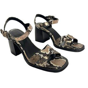 THE KOOPLES Snakeskin-effect cross-strap Block Heel leather sandals 38 US 8